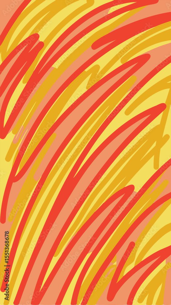 Poster abstract digital art with a playful scribble design showcasing warm tones and dynamic lines