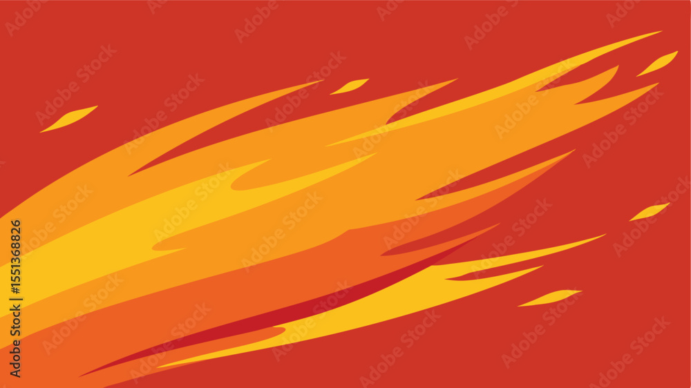 Poster abstract dynamic fire or flame design in vibrant warm colors with transparency for versatile use