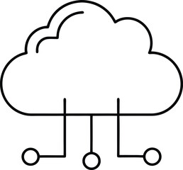 cloud computing concept icon line art vector illustration on transparent background