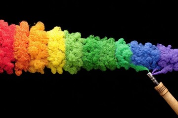Colorful powder cloud streaks across black background
