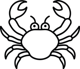 crab icon line art vector illustration on transparent background