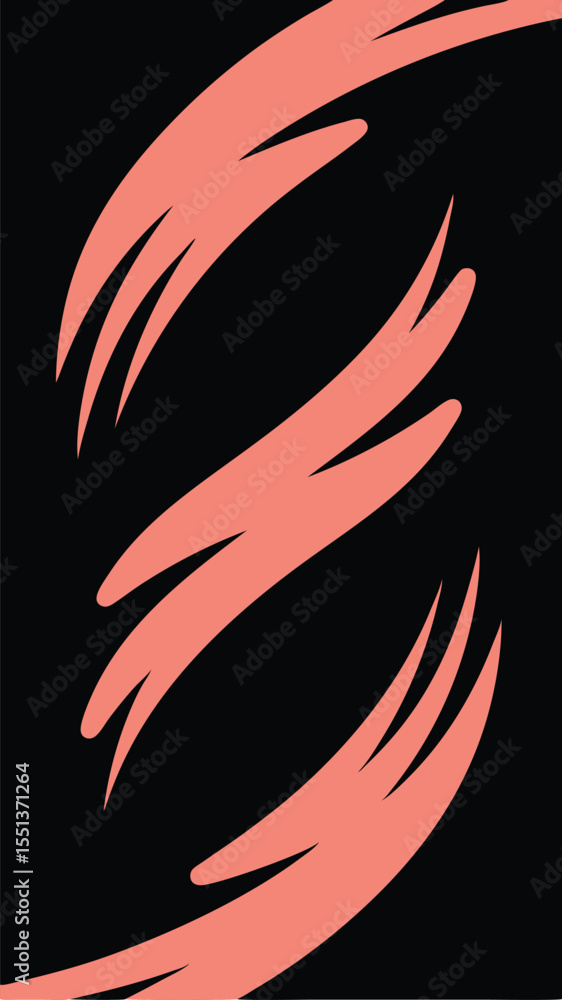 Poster abstract design composed of curved strokes in coral red on a transparent background offering versati