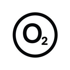 Black Oxygen O2 Symbol Vector Icon White Background