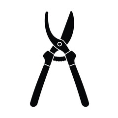Black Silhouette Vector Pruning Shears Icon White Background