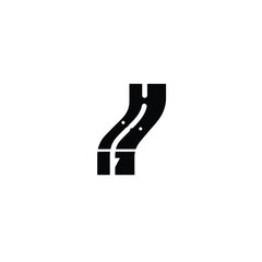 Black Silhouette Vector Road Path Icon White Background