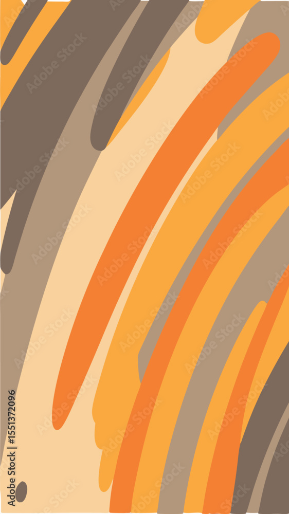 Poster abstract composition with orange brown and beige curved lines suitable for various design projects a