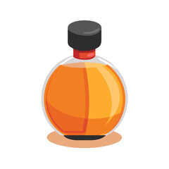 Isometric Round Glass Perfume Bottle Vector Icon Illustration