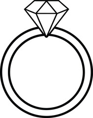 diamond engagement ring icon line art vector illustration on transparent background