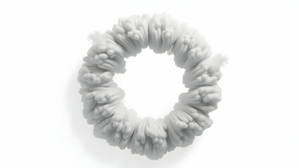Cloud Shimmering silver cloud smoke ring puff, isolated on a clean white background