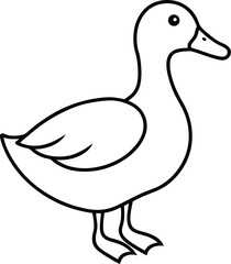 duck icon line art vector illustration on transparent background