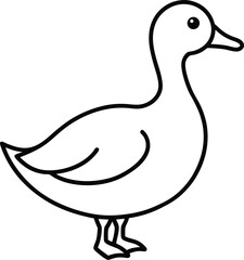 duck icon line art vector illustration on transparent background