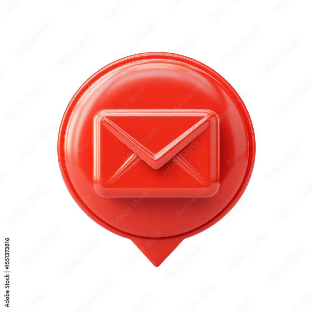 Fototapete red email notification icon on black background modern alert communication on transparent background