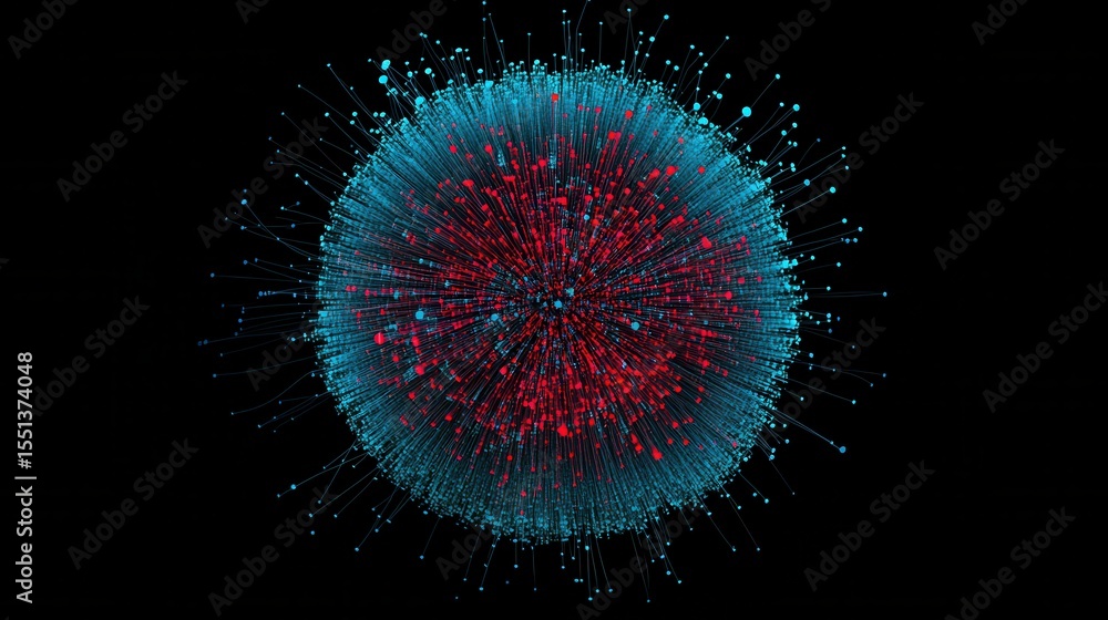 Aufkleber Three-Dimensional Abstract Sphere of Lines and Points of Light