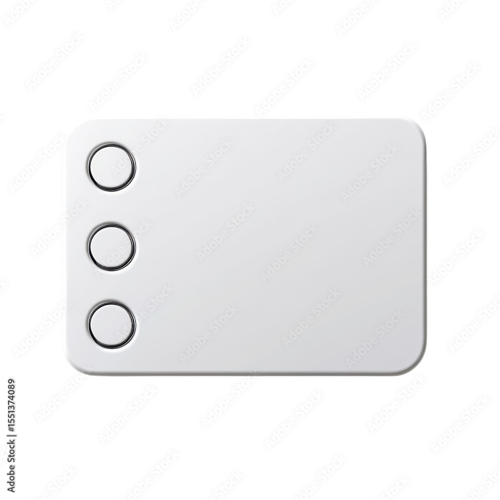 Poster white rounded button with circular markers icon ui element interface on transparent background