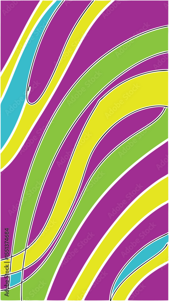 Poster abstract colorful wave design featuring vibrant curving lines with transparent background for versat