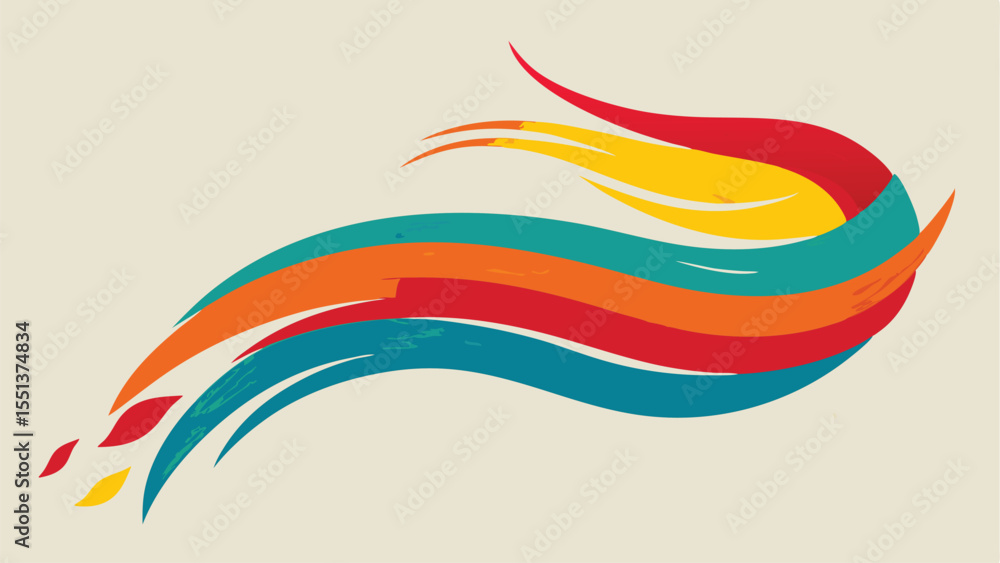 Poster abstract colorful wavy brushstroke design element with transparency perfect for various creative pro