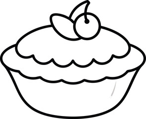 fruit tart icon line art vector illustration on transparent background