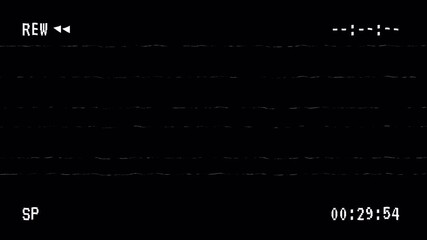 VHS tape rewind animation with 15 second timer on Black background. 4K Video