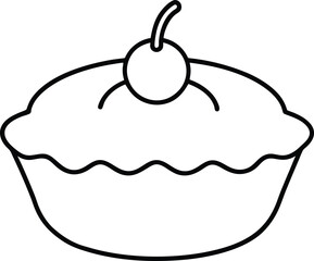 fruit tart icon line art vector illustration on transparent background