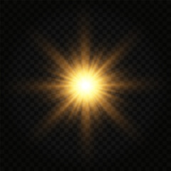 Realistic Sun Light Rays Effect on Transparent Background