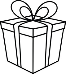 gift box icon line art vector illustration on transparent background
