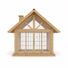 Modern architecture in Africa small wooden house with large windows

