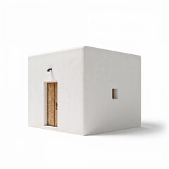 Modern architecture in Africa minimalist cubic house with wooden door

