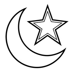 Star & Moon Symbol line art vector