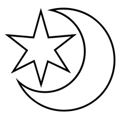 Star & Moon Symbol line art vector