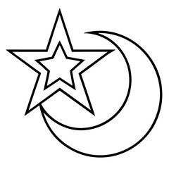 Star & Moon Symbol line art vector