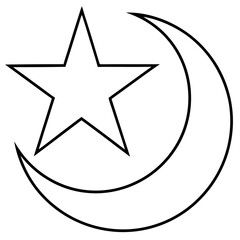 Star & Moon Symbol line art vector