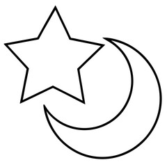 Obraz premium Star & Moon Symbol line art vector