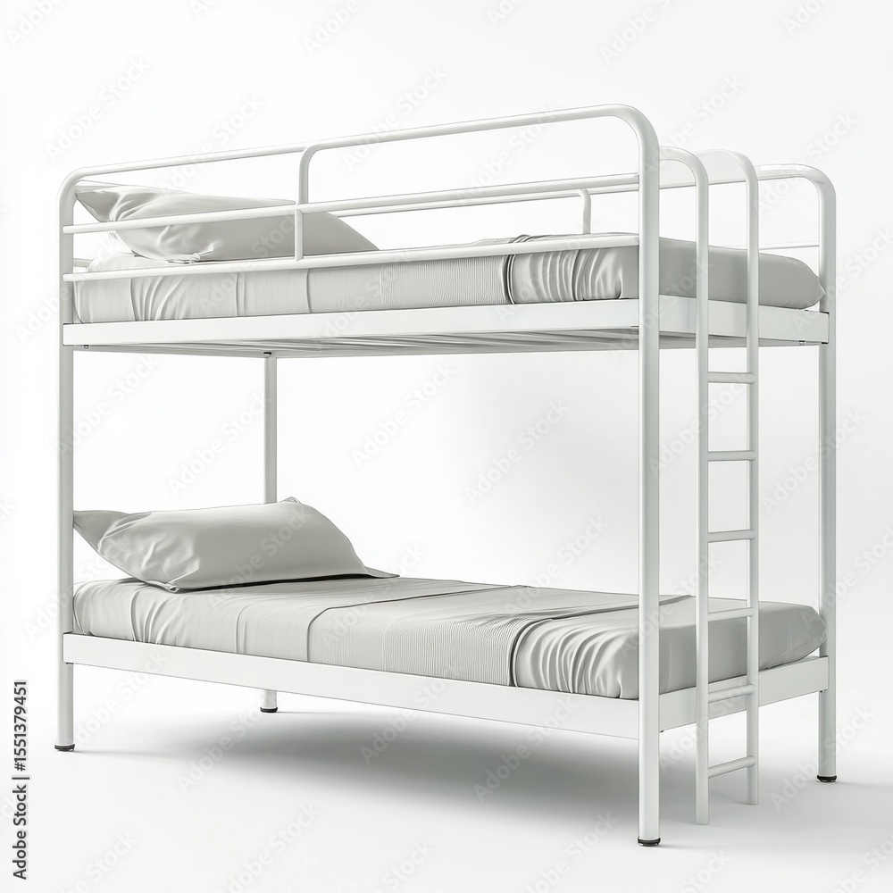 Aufkleber minimalist bunk bed setup with pillows and bedding in studio