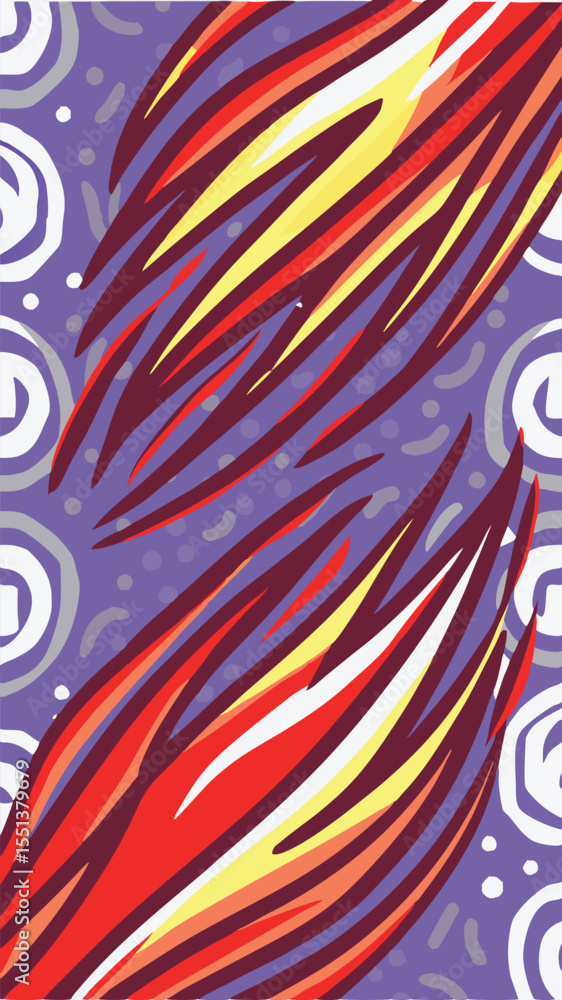 Poster abstract colorful composition featuring dynamic brushstrokes and unique geometric shapes on a textur