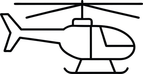 helicopter icon line art vector illustration on transparent background