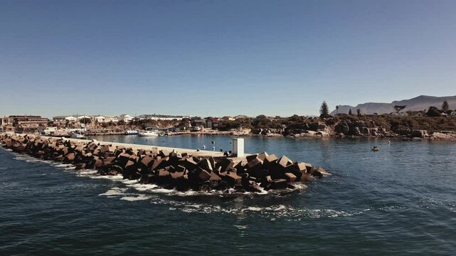 The New Harbor breakwater in Hermanus South Africa
