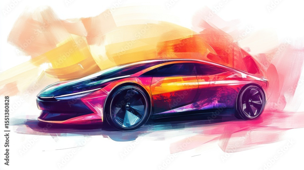 Aufkleber vibrant artistic rendering of a colorful car on abstract background