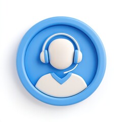 Blue Circle 3 D Icon Customer Support Agent Headset