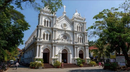 Naklejka premium Asian Catholic. Santa Cruz Cathedral Basilica in Kochi, depicting Indian Christian History