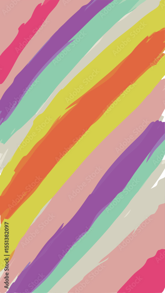 Poster abstract brushstroke diagonal stripes in a variety of colors with transparency for versatile design 