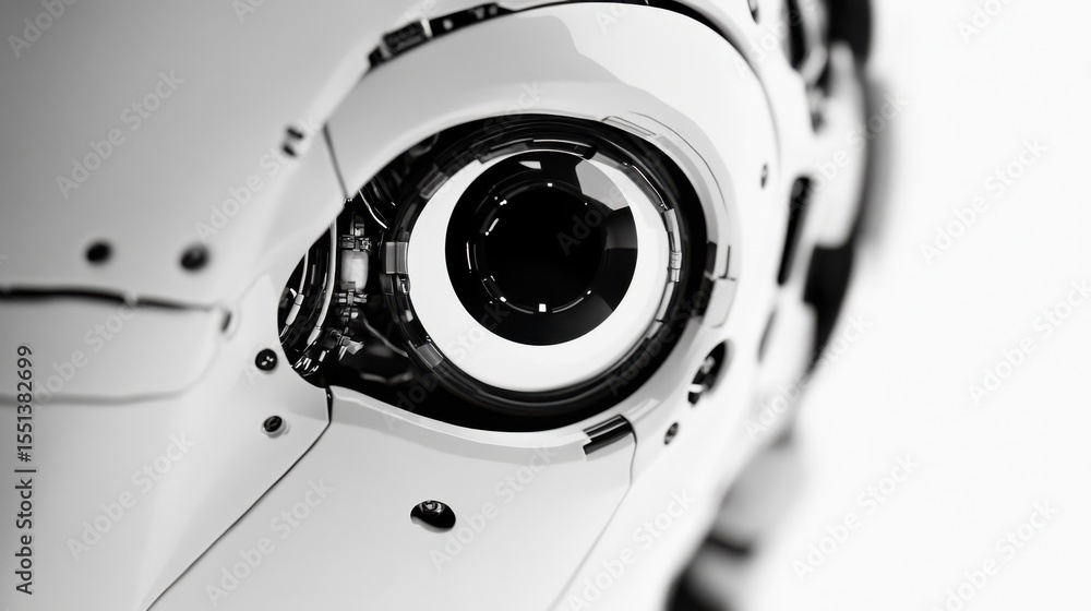 Poster Close-up view of a futuristic robot with mechanical eye