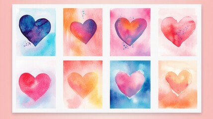 Colorful hearts in flat lay arrangement for romantic mood