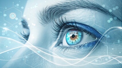 Futuristic Human Eye Scanning Digital Interface – Artificial Intelligence and Biometric Technology Concept