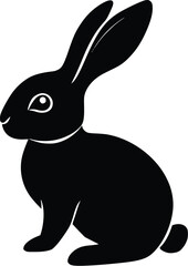Obraz premium Black silhouette of a rabbit sitting, editable vector illustration