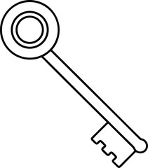 key icon line art vector illustration on transparent background
