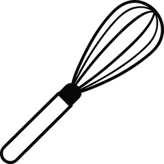 kitchen whisk icon line art vector illustration on transparent background