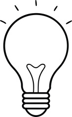 light bulb icon line art vector illustration on transparent background