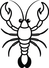 lobster icon line art vector illustration on transparent background