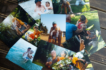 Printed family photos with happy summer moments.