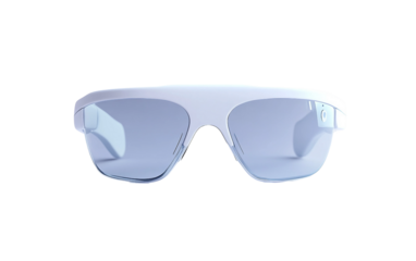 Minimalist concept of AI-powered smart glasses designed with sleek white frames and advanced wearable technology isolated on transparent background PNG